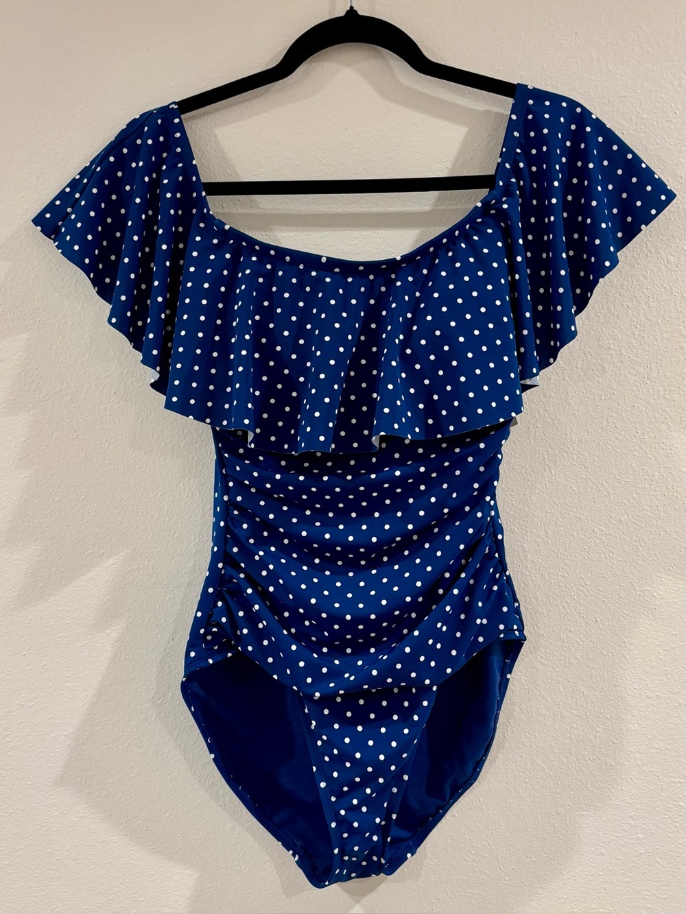 ***NWT*** Women’s Ralph Lauren Blue Polka Dot Ruffle One-Piece Swimsuit